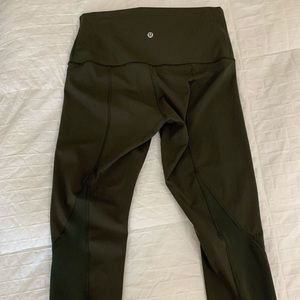 Lululemon high waist leggings, olive green, size 10.
